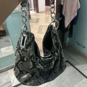 Calvin Klein Black and Gray Snake skin Hobo Bag